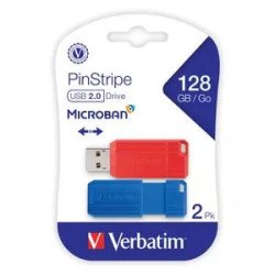 Memoria Flash USB PinStripe de 128 GB  2pk  Rojo, Azul